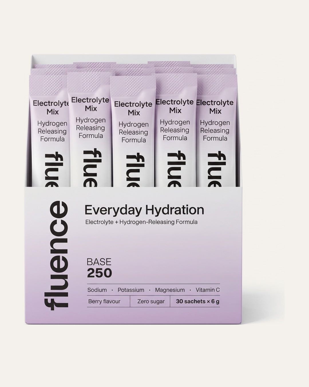 Inside a Base 250 box: thirty 6g sachets