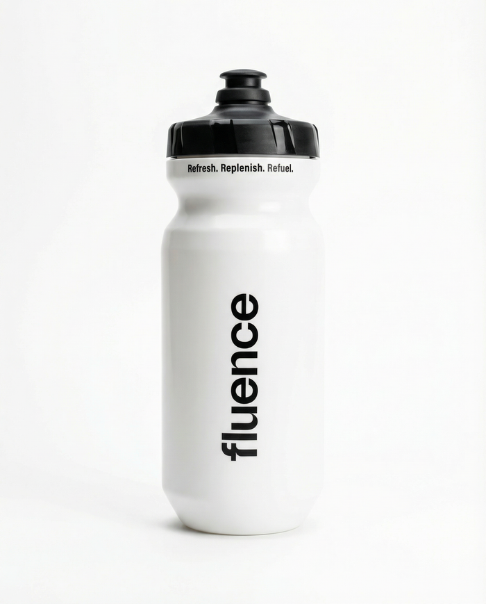 Fluence all-day hydration drink bottle with a sleek design and leak-proof lid, suitable for carrying beverages on the go.