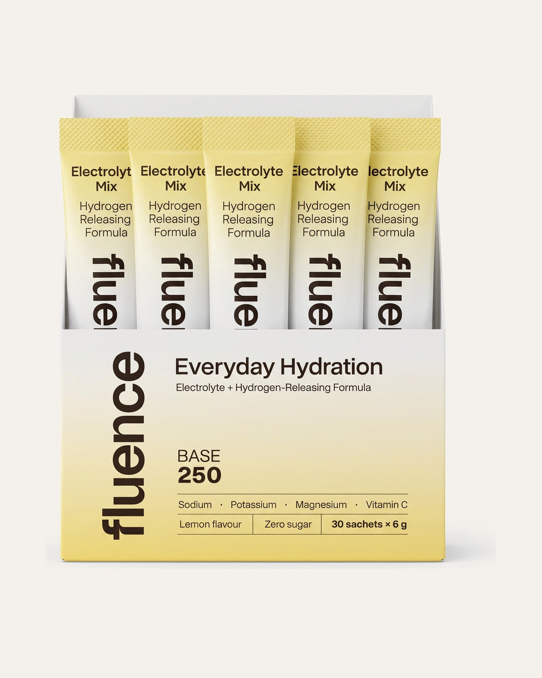 Inside a Base 250 box: thirty 6g sachets